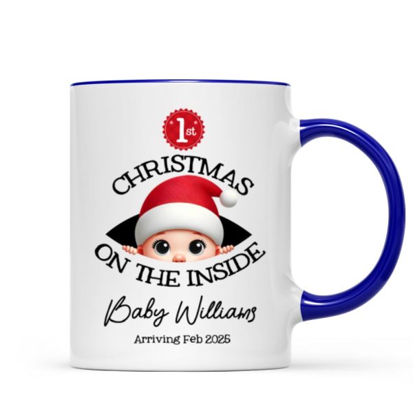 Personalized Baby's First Christmas On the Inside Mug, Custom Pregnancy Reveal Mug, Expecting Parents