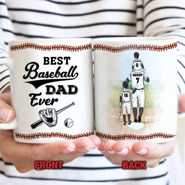 Personalized Baseball Dad And Child Thank You Dad Custom Mug Personalized Baseball Dad And Child Thank You Dad Custom Mug