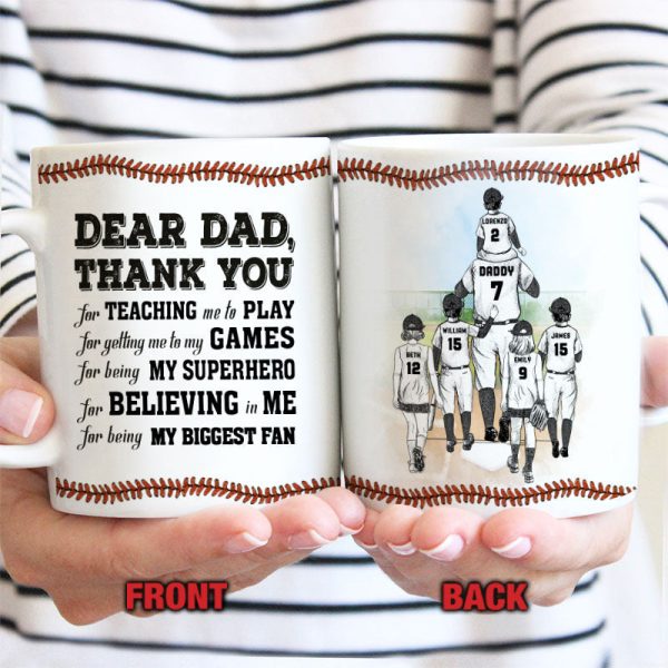 Personalized Baseball Dad And Child Thank You Dad Custom Mug Personalized Baseball Dad And Child Thank You Dad Custom Mug