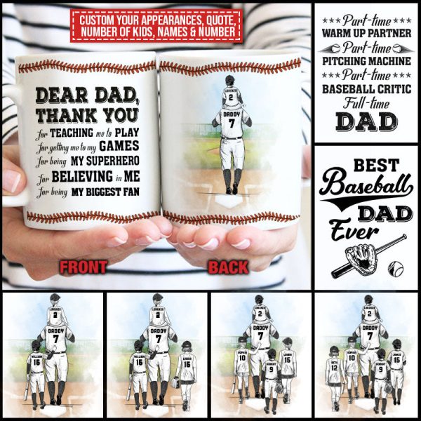 Personalized Baseball Dad And Child Thank You Dad Custom Mug Personalized Baseball Dad And Child Thank You Dad Custom Mug