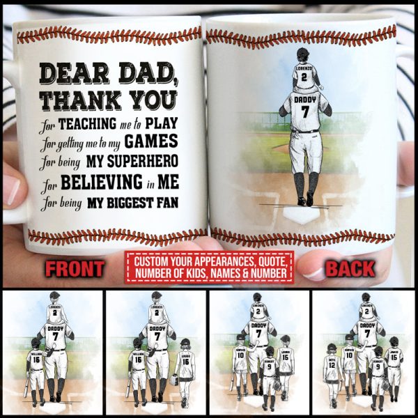 Personalized Baseball Dad And Child Thank You Dad Custom Mug Personalized Baseball Dad And Child Thank You Dad Custom Mug
