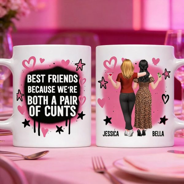 Personalized Best Friends Mug with Bold Funny Quote Custom Characters, Unique Gift for Your Bestie