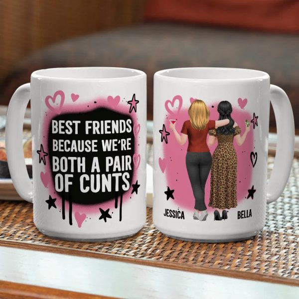Personalized Best Friends Mug with Bold Funny Quote Custom Characters, Unique Gift for Your Bestie