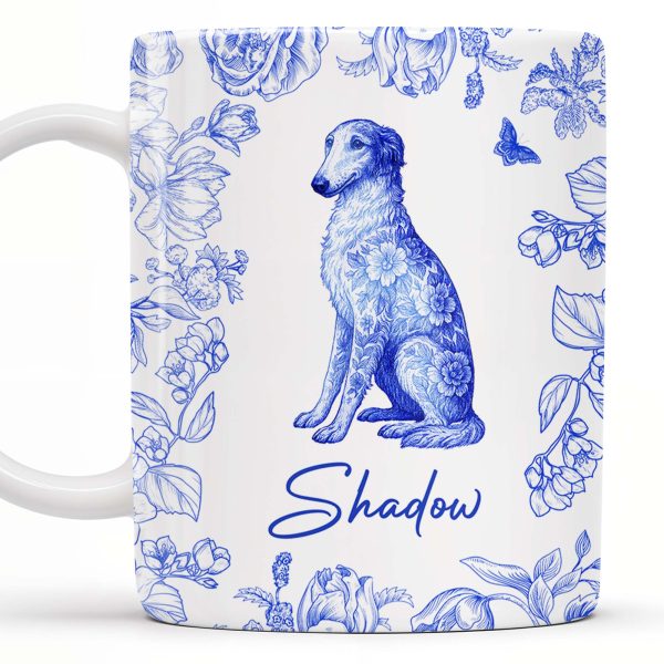 Personalized Blue Floral Dog Design - Personalized Custom Coffee Mug - DOG050_MG Personalized Blue Floral Dog Design - Personalized Custom Coffee Mug - DOG050_MG