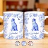 Personalized Blue Floral Dog Design - Personalized Custom Coffee Mug - DOG050_MG Personalized Blue Floral Dog Design - Personalized Custom Coffee Mug - DOG050_MG