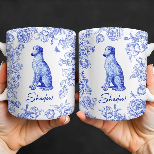 Personalized Blue Floral Dog Design - Personalized Custom Coffee Mug - DOG050_MG Personalized Blue Floral Dog Design - Personalized Custom Coffee Mug - DOG050_MG