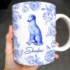 Personalized Blue Floral Dog Design - Personalized Custom Coffee Mug - DOG050_MG Personalized Blue Floral Dog Design - Personalized Custom Coffee Mug - DOG050_MG