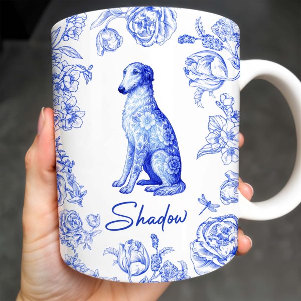 Personalized Blue Floral Dog Design - Personalized Custom Coffee Mug - DOG050_MG Personalized Blue Floral Dog Design - Personalized Custom Coffee Mug - DOG050_MG