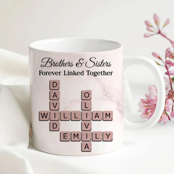 Personalized Brothers And Sisters Mug With Crossword Names White Ceramic Mug Unique Sibling Gift Keepsake Personalized Brothers And Sisters Mug With Crossword Names White Ceramic Mug Unique Sibling Gift Keepsake