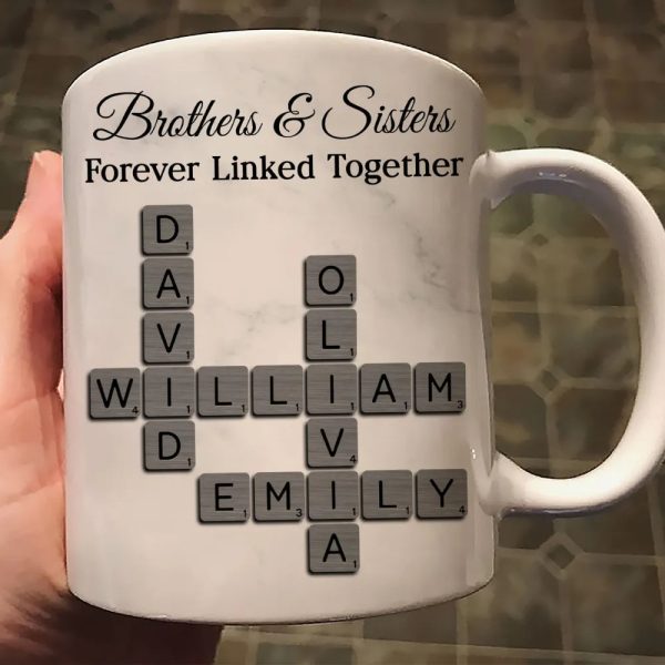 Personalized Brothers And Sisters Mug With Crossword Names White Ceramic Mug Unique Sibling Gift Keepsake Personalized Brothers And Sisters Mug With Crossword Names White Ceramic Mug Unique Sibling Gift Keepsake