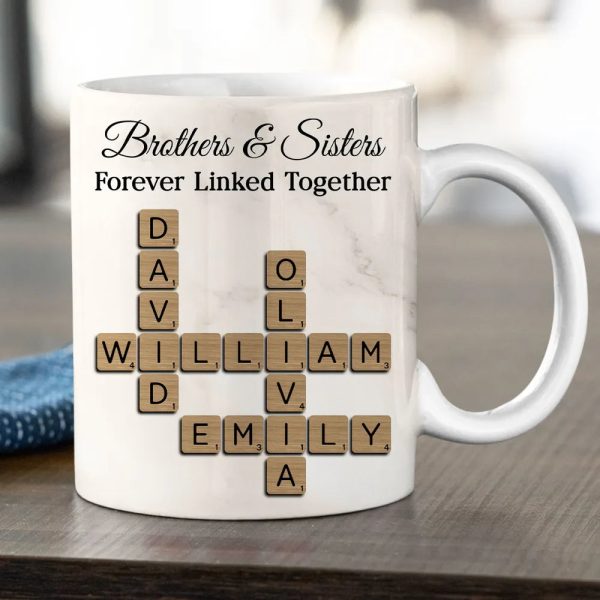 Personalized Brothers And Sisters Mug With Crossword Names White Ceramic Mug Unique Sibling Gift Keepsake Personalized Brothers And Sisters Mug With Crossword Names White Ceramic Mug Unique Sibling Gift Keepsake