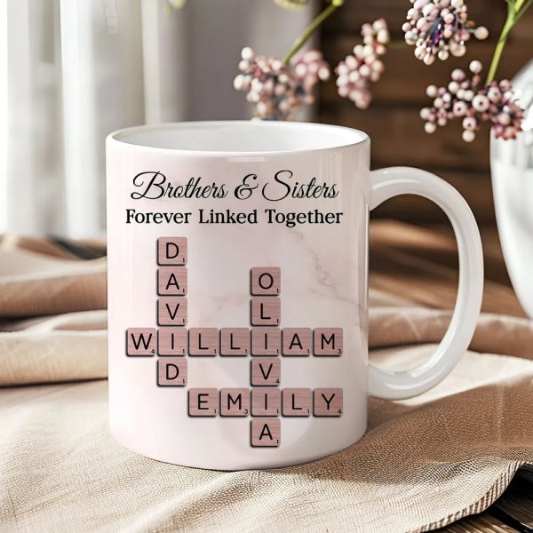 Personalized Brothers And Sisters Mug With Crossword Names White Ceramic Mug Unique Sibling Gift Keepsake Personalized Brothers And Sisters Mug With Crossword Names White Ceramic Mug Unique Sibling Gift Keepsake