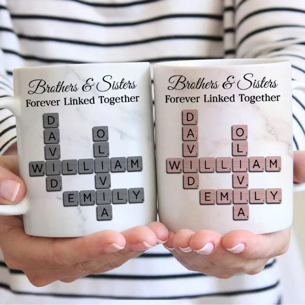 Personalized Brothers And Sisters Mug With Crossword Names White Ceramic Mug Unique Sibling Gift Keepsake Personalized Brothers And Sisters Mug With Crossword Names White Ceramic Mug Unique Sibling Gift Keepsake