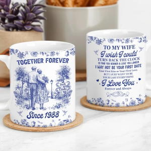 Personalized Ceramic Couple Mug with Custom Name for Anniversary Gift