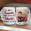 Personalized Ceramic Mug Cartoon Couple Sitting by City Skyline Unique Romantic Gift for Him or Her Personalized Ceramic Mug Cartoon Couple Sitting by City Skyline Unique Romantic Gift for Him or Her