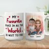 Personalized Ceramic Mug Cartoon Couple Sitting by City Skyline Unique Romantic Gift for Him or Her Personalized Ceramic Mug Cartoon Couple Sitting by City Skyline Unique Romantic Gift for Him or Her