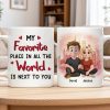 Personalized Ceramic Mug Cartoon Couple Sitting by City Skyline Unique Romantic Gift for Him or Her Personalized Ceramic Mug Cartoon Couple Sitting by City Skyline Unique Romantic Gift for Him or Her