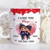 Personalized Ceramic Mug, Cute Cartoon Couple Kissing with Hearts, I Love You More I Win, Unique Valentine's Gift for Him or Her