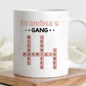 Personalized Ceramic Mug for Grandma Custom Design Featuring Her Grandkids' Names Great Gift for Mother's Day