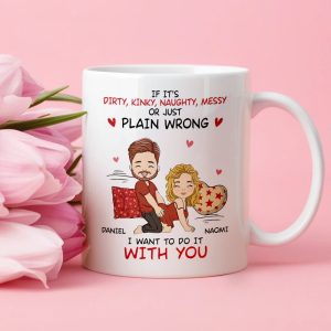 Personalized Ceramic Mug Funny Couple Cartoon Quote Gift for Boyfriend or Girlfriend Cute Flirty Coffee Mug