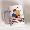Personalized Ceramic Mug It Started With A Message Couple Hugging Cute Cartoon Style Unique Romantic Gift Personalized Ceramic Mug It Started With A Message Couple Hugging Cute Cartoon Style Unique Romantic Gift