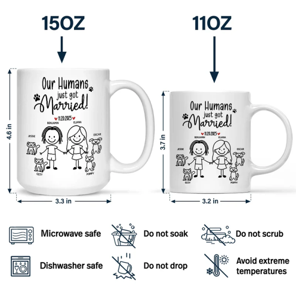Personalized Ceramic Mug Our Humans Are Getting Married Stick Figure Couple Holding Hands Cute Pet Paws Unique Gift Personalized Ceramic Mug Our Humans Are Getting Married Stick Figure Couple Holding Hands Cute Pet Paws Unique Gift