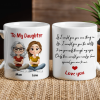Personalized Ceramic Mug To My Daughter with Cute Mom and Daughter Illustration, Unique Gift for Daily Coffee Love Personalized Ceramic Mug To My Daughter with Cute Mom and Daughter Illustration, Unique Gift for Daily Coffee Love