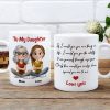 Personalized Ceramic Mug To My Daughter with Cute Mom and Daughter Illustration, Unique Gift for Daily Coffee Love Personalized Ceramic Mug To My Daughter with Cute Mom and Daughter Illustration, Unique Gift for Daily Coffee Love