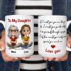 Personalized Ceramic Mug To My Daughter with Cute Mom and Daughter Illustration, Unique Gift for Daily Coffee Love Personalized Ceramic Mug To My Daughter with Cute Mom and Daughter Illustration, Unique Gift for Daily Coffee Love