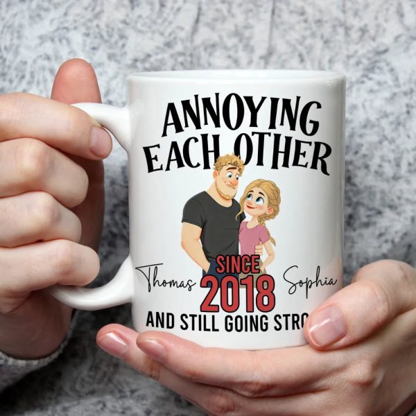 Personalized Ceramic Mug with Cute Couple Illustration for Morning Coffee, Funny Romantic Gift for Couples Personalized Ceramic Mug with Cute Couple Illustration for Morning Coffee, Funny Romantic Gift for Couples