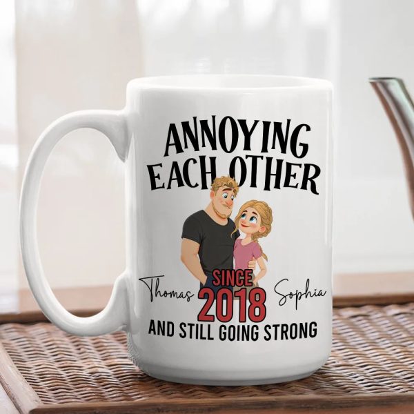 Personalized Ceramic Mug with Cute Couple Illustration for Morning Coffee, Funny Romantic Gift for Couples Personalized Ceramic Mug with Cute Couple Illustration for Morning Coffee, Funny Romantic Gift for Couples