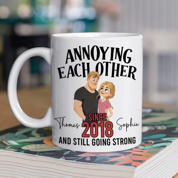 Personalized Ceramic Mug with Cute Couple Illustration for Morning Coffee, Funny Romantic Gift for Couples Personalized Ceramic Mug with Cute Couple Illustration for Morning Coffee, Funny Romantic Gift for Couples