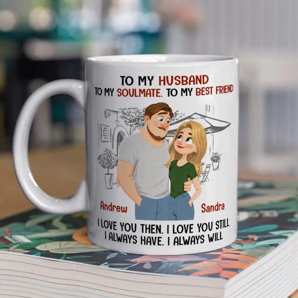Personalized Ceramic Mug With Cute Couple Illustration, 'I Always Have I Always Will' Romantic Gift For Husband Personalized Ceramic Mug With Cute Couple Illustration, 'I Always Have I Always Will' Romantic Gift For Husband
