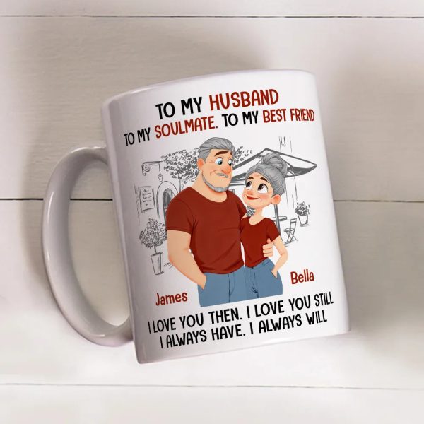Personalized Ceramic Mug With Cute Couple Illustration, 'I Always Have I Always Will' Romantic Gift For Husband Personalized Ceramic Mug With Cute Couple Illustration, 'I Always Have I Always Will' Romantic Gift For Husband