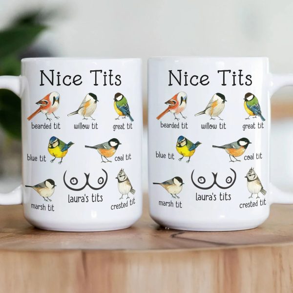 Personalized Ceramic Mug with Funny Bird Chart Design Custom Name Gag Cup, Unique Gift for Wife, Girlfriend or Friends