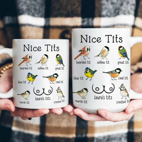 Personalized Ceramic Mug with Funny Bird Chart Design Custom Name Gag Cup, Unique Gift for Wife, Girlfriend or Friends