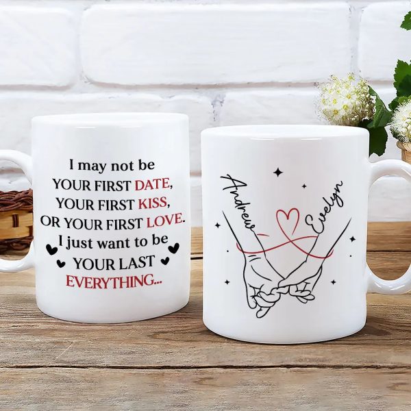Personalized Ceramic Mug With Holding Hands Heart Quote Cute Couple Gift For Valentine's Day Morning Coffee Personalized Ceramic Mug With Holding Hands Heart Quote Cute Couple Gift For Valentine's Day Morning Coffee