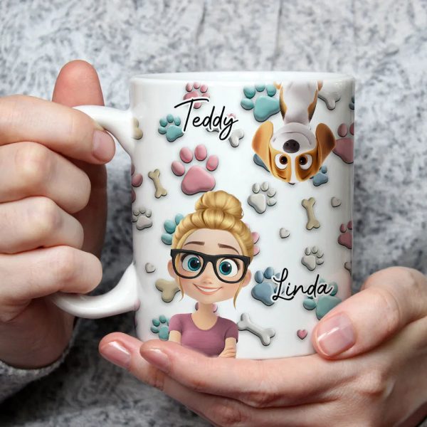 Personalized Ceramic Mug with Patriotic Paw-Print Design Personalized Ceramic Mug with Patriotic Paw-Print Design