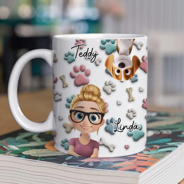 Personalized Ceramic Mug with Patriotic Paw-Print Design Personalized Ceramic Mug with Patriotic Paw-Print Design