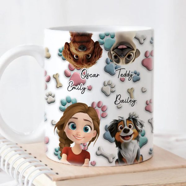 Personalized Ceramic Mug with Patriotic Paw-Print Design Personalized Ceramic Mug with Patriotic Paw-Print Design