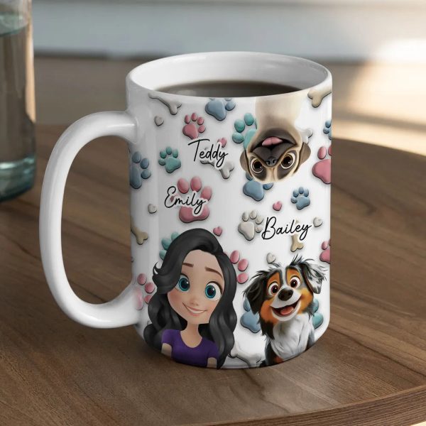 Personalized Ceramic Mug with Patriotic Paw-Print Design Personalized Ceramic Mug with Patriotic Paw-Print Design
