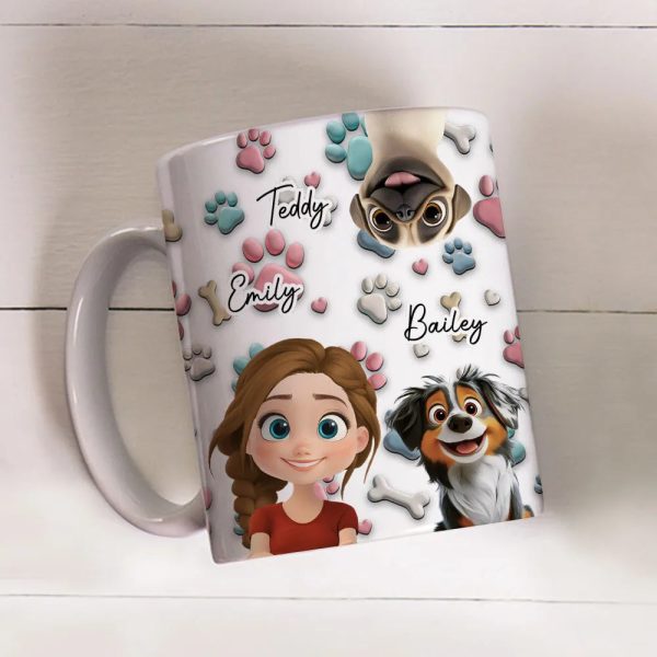 Personalized Ceramic Mug with Patriotic Paw-Print Design Personalized Ceramic Mug with Patriotic Paw-Print Design