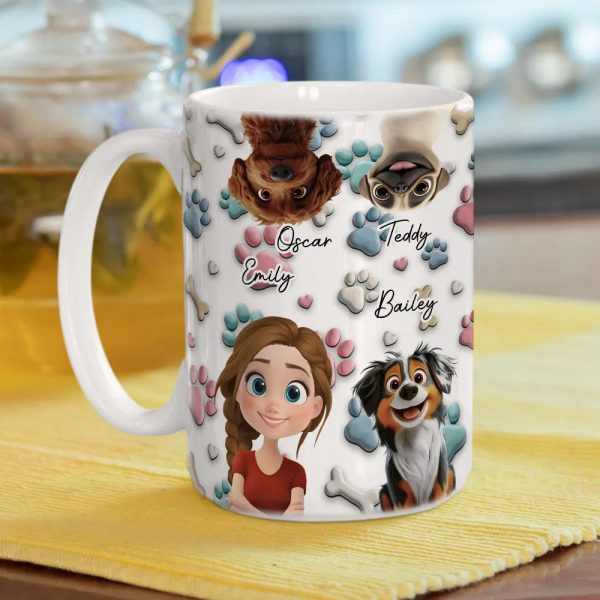 Personalized Ceramic Mug with Patriotic Paw-Print Design Personalized Ceramic Mug with Patriotic Paw-Print Design