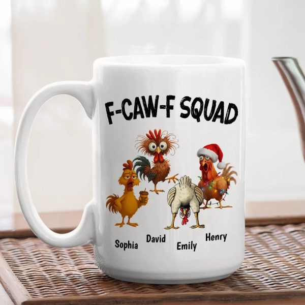 Personalized Chicken Squad Mug with Custom Names Funny Office Team Coffee Cup Gift Personalized Chicken Squad Mug with Custom Names Funny Office Team Coffee Cup Gift