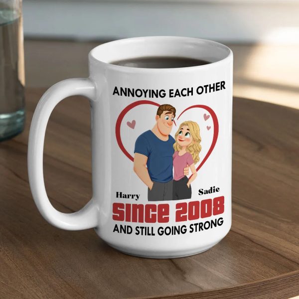 Personalized Couple Ceramic Mug - Cute Heart Cartoon for Morning Coffee, Unique Creative Gift for Husband or Wife Personalized Couple Ceramic Mug - Cute Heart Cartoon for Morning Coffee, Unique Creative Gift for Husband or Wife