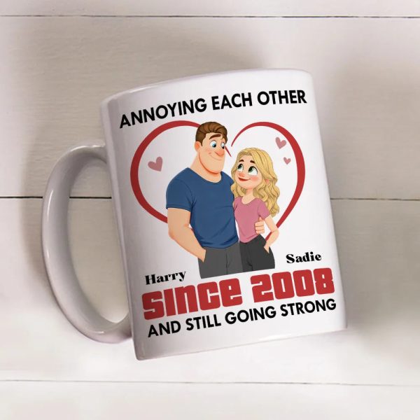 Personalized Couple Ceramic Mug - Cute Heart Cartoon for Morning Coffee, Unique Creative Gift for Husband or Wife Personalized Couple Ceramic Mug - Cute Heart Cartoon for Morning Coffee, Unique Creative Gift for Husband or Wife