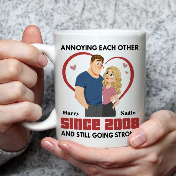 Personalized Couple Ceramic Mug - Cute Heart Cartoon for Morning Coffee, Unique Creative Gift for Husband or Wife Personalized Couple Ceramic Mug - Cute Heart Cartoon for Morning Coffee, Unique Creative Gift for Husband or Wife