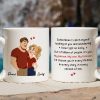 Personalized Couple Quote Ceramic Mug, Hugging Illustration for Morning Coffee, Unique Romantic Gift for Him or Her