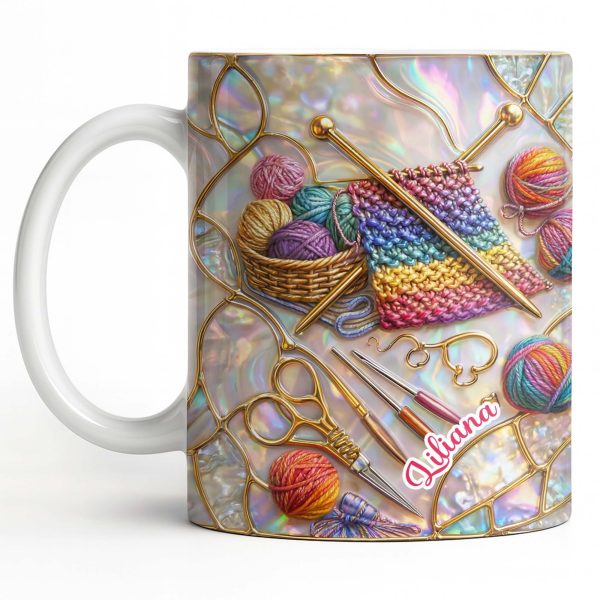 Personalized Crochet Lover's Delight With Yarn And Knitting Needles - Personalized Custom Coffee Mug - HOB042_MG Personalized Crochet Lover's Delight With Yarn And Knitting Needles - Personalized Custom Coffee Mug - HOB042_MG