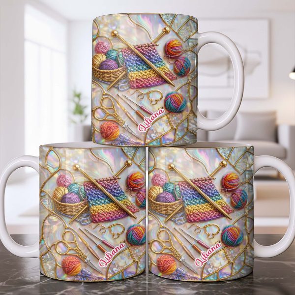 Personalized Crochet Lover's Delight With Yarn And Knitting Needles - Personalized Custom Coffee Mug - HOB042_MG Personalized Crochet Lover's Delight With Yarn And Knitting Needles - Personalized Custom Coffee Mug - HOB042_MG